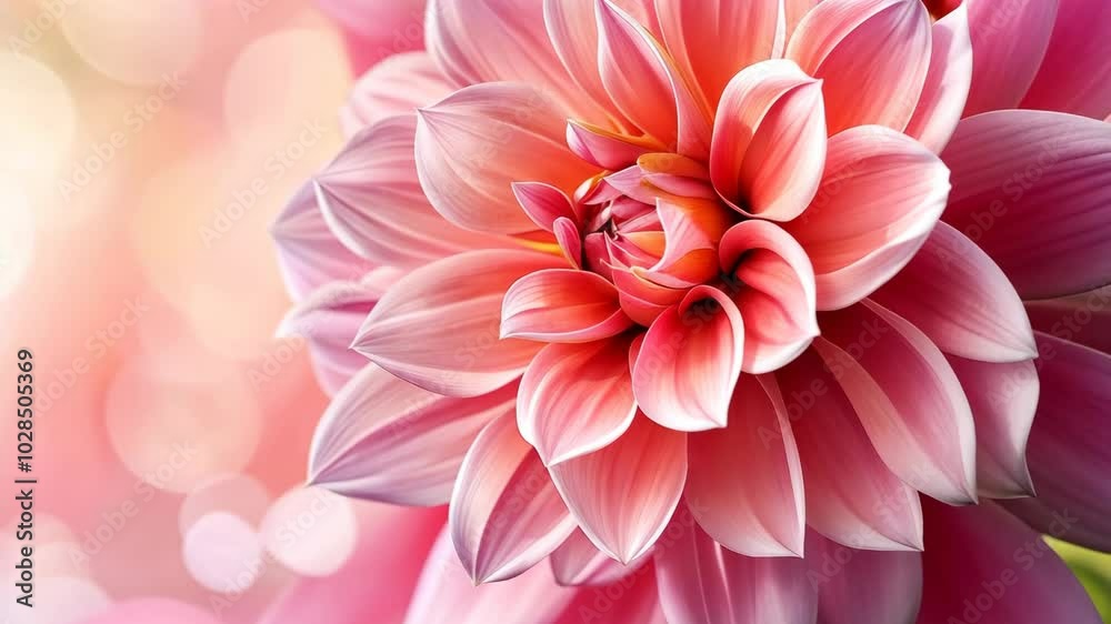 A close-up shot of a pink dahlia flower in bloom