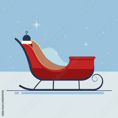 Santa's sleigh spacious and empty, cartoon style, white background