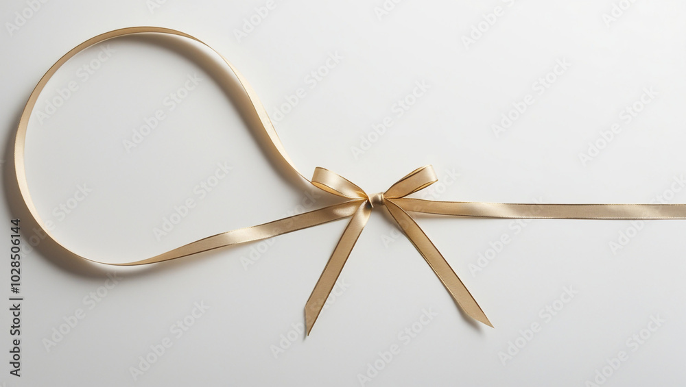 A luxurious metallic gold ribbon tied in an elegant bow glowing under soft light, Ai Generated A luxurious metallic gold ribbon tied in an elegant bow glowing under soft light, Ai Generated