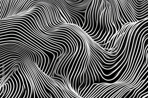 Abstract wavy lines in black and white, creating a dynamic visual texture.