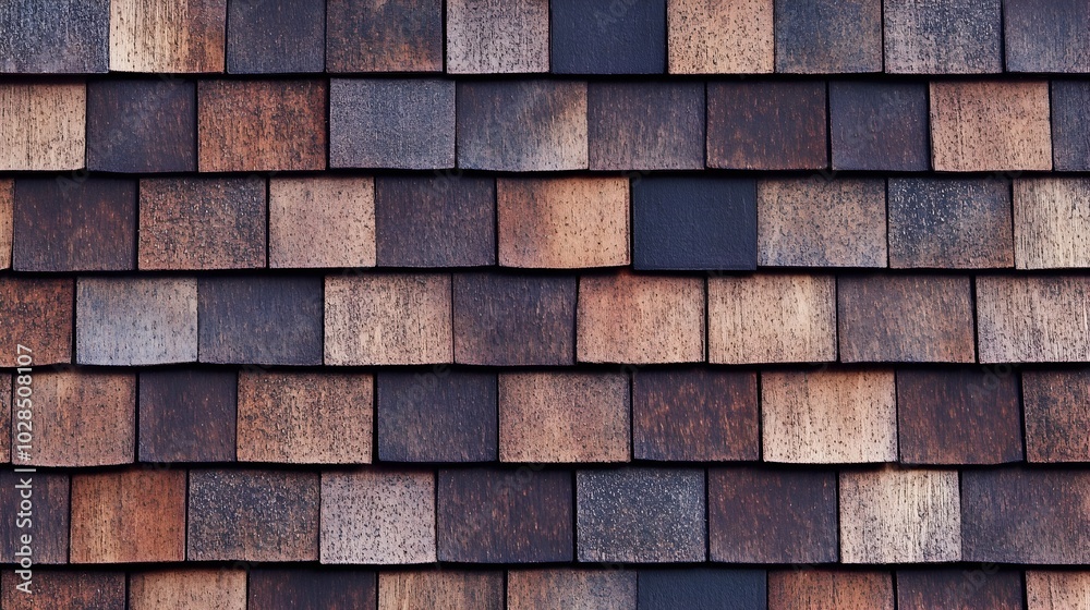 Textured Brown Roof Shingle Tiles in Seamless Decorative Pattern Textured Brown Roof Shingle Tiles in Seamless Decorative Pattern