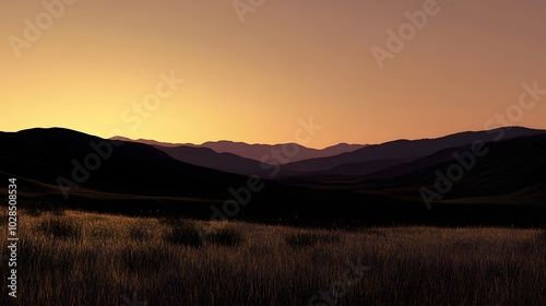 119. A wide-open landscape at dusk, with silhouettes of distant hills