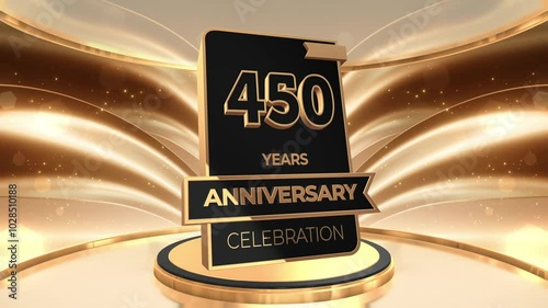 450 years, 450th anniversary logo loop, looped video background, backdrop in 3D Gold  photo