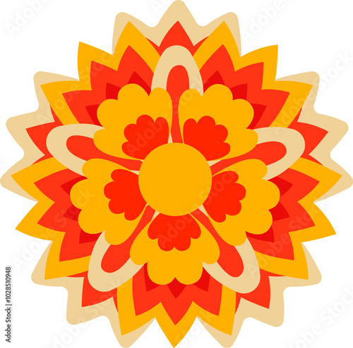 Colorful rangoli flower Diwali festival decoration, vector design no background  photo