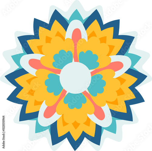 Colorful rangoli flower Diwali festival decoration, vector design no background  photo