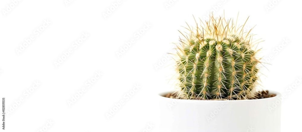 Cactus in Pot Isolated on White Background Gardening Cactus in Pot Isolated on White Background Gardening