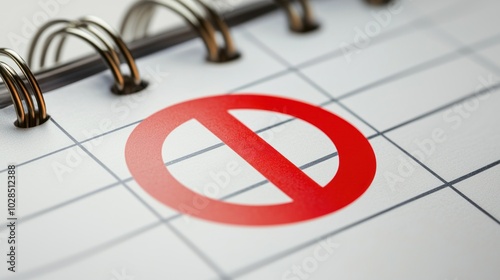 a calendar marked with a red cancellation symbol, symbolizing disrupted plans and scheduling changes photo