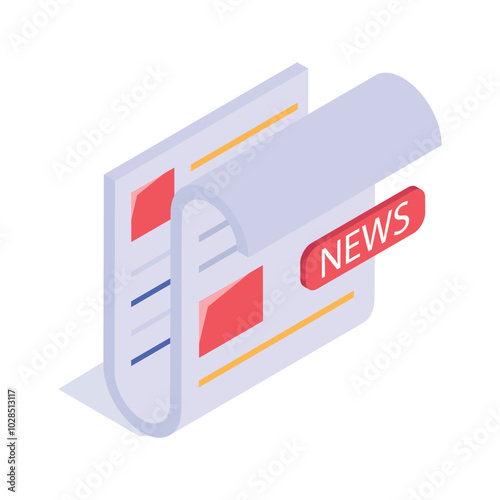Well designed newspaper isometric vector in modern design style