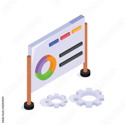 Data chart with gears representing system integration and performance analytics