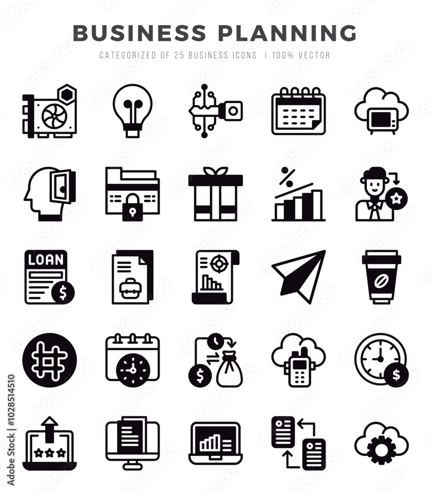 Business Planning Lineal Filled icons collection. 25 icon set. Vector illustration. Business Planning Lineal Filled icons collection. 25 icon set. Vector illustration.