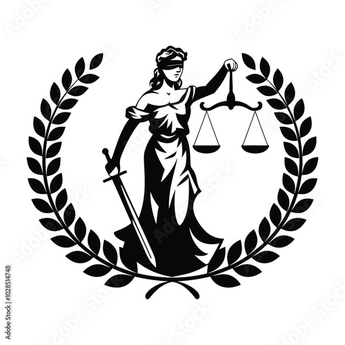 Lady Justice with Scales and Sword Illustration