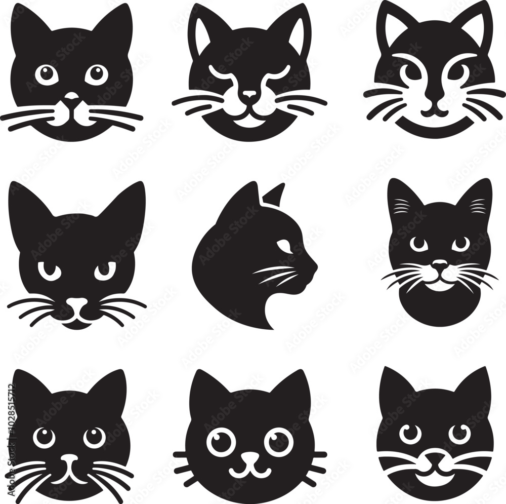 Fototapeta premium set of cats silhouettes