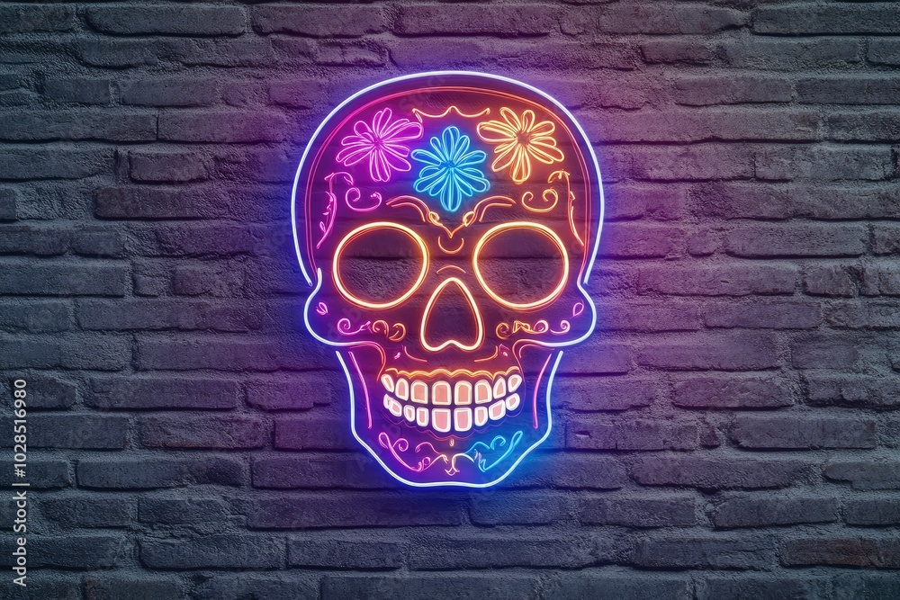 Dia De Los Muertos Hanuted Skull Death Mask Neon Signs