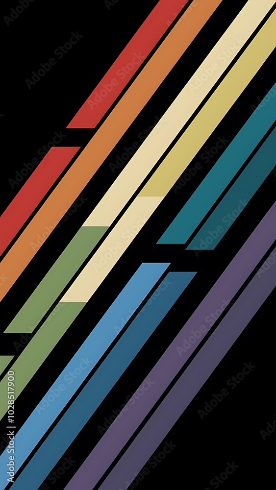 Obraz premium Colored stripes on black background, vector