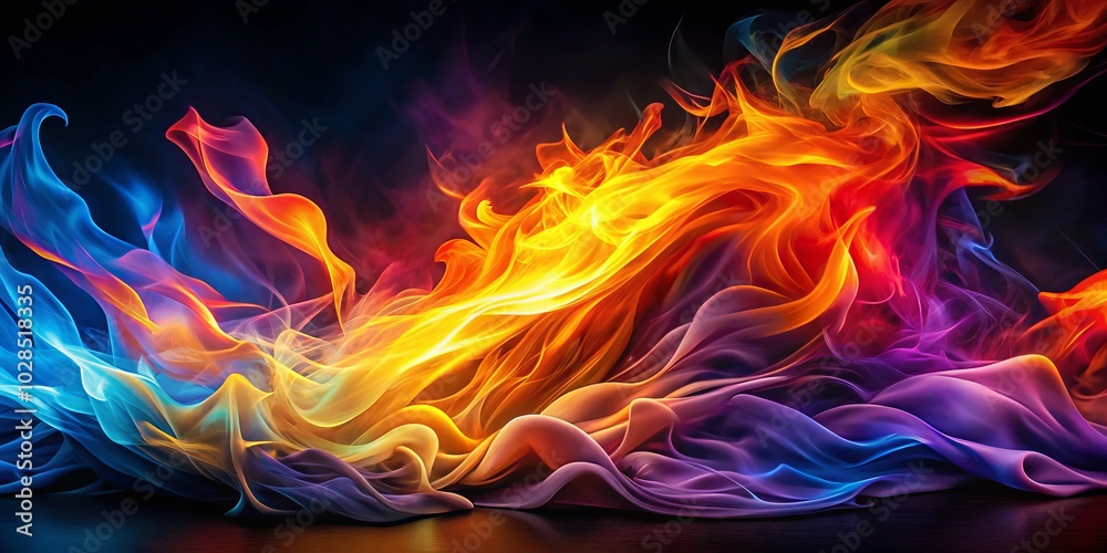 Fototapeta premium Surreal Fire Dance: Smooth Flowing Flames in Motion, Captivating Heat and Beauty, Abstract Art, Dreamlike Atmosphere, Dynamic Energy, Ethereal Visuals, Surrealism, Vivid Colors, Motion Blur