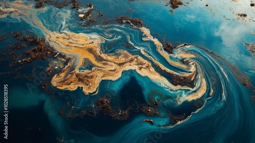 Abstract Swirling Pattern in a Blue Body of Water