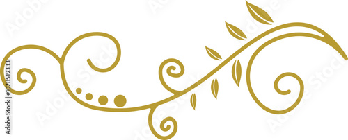 Golden Swirl Floral Line Art Ornament