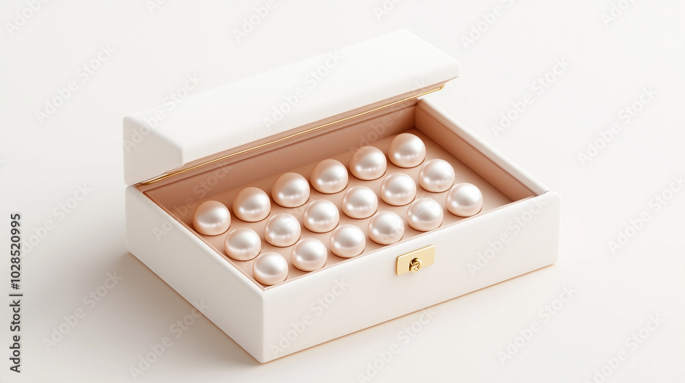 A white box with a gold latch and a white lid A white box with a gold latch and a white lid