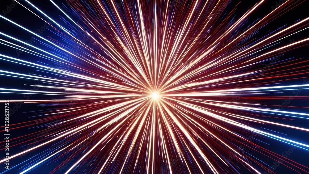 Vibrant red and blue fireworks burst across the night sky, creating a dazzling and festive display of light and color Vibrant red and blue fireworks burst across the night sky, creating a dazzling and festive display of light and color