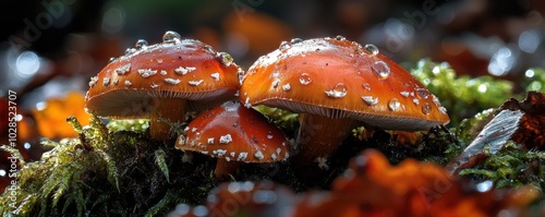 Stunning Macro Photograph of Dewy Mushrooms