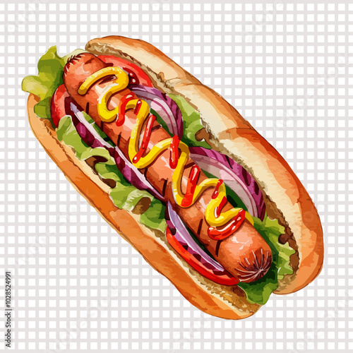 a hot dog with mustard and ketchup on it