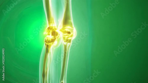 Human Knee Joint Anatomy X-Ray: Detailed view of a human knee joint, highlighting the intricate bone structure and cartilage.  A medical illustration perfect for educational or healthcare purposes.