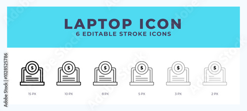 Laptop line icon. Vector icon symbol. Logo illustration. Editable line icon.