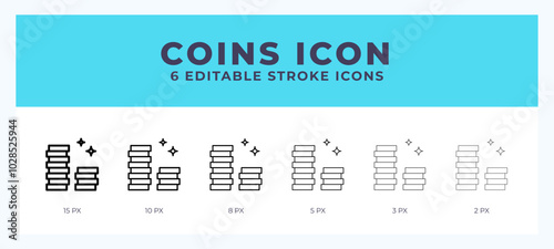 Coins stroke icon for web. Mobile apps and ui.