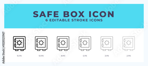 Safe box icon with editable stroke. Outline icon vector illustration.
