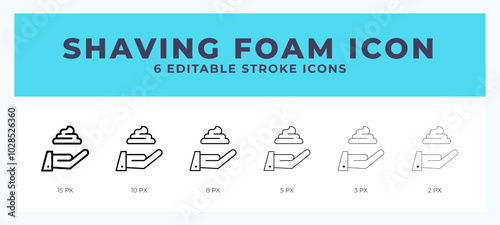 Shaving foam line icon illustrations with editable strokes.