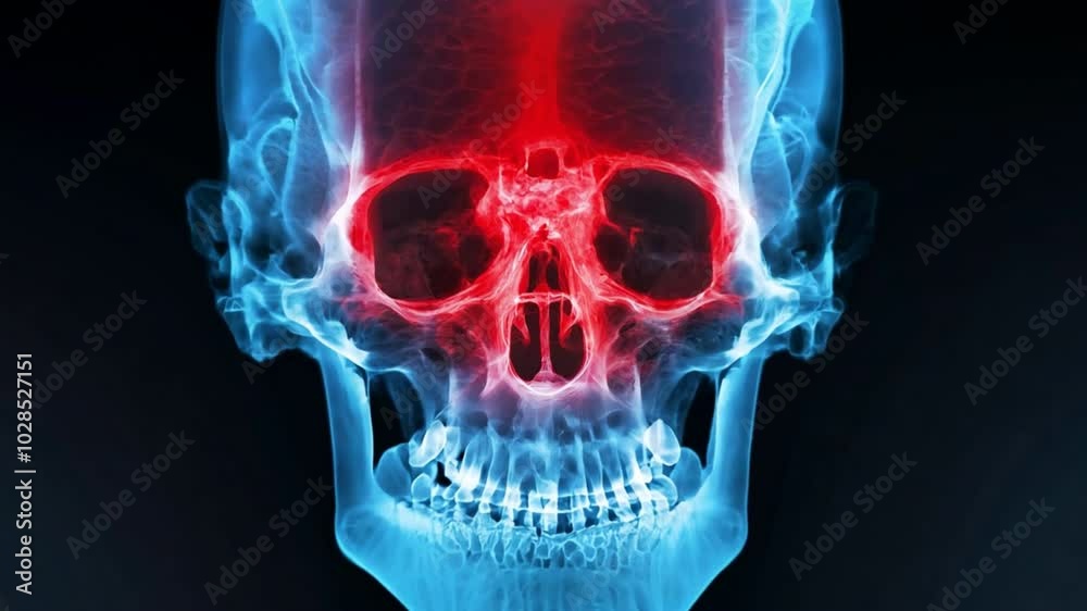 X-Ray Skull: A haunting and detailed x-ray image of a human skull, with ...