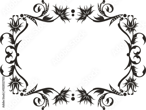 Vector floral ornamental frame. Vintage oriental panel, great for wedding decorations, greeting cards, invitations, banners, vinyl and laser ready.