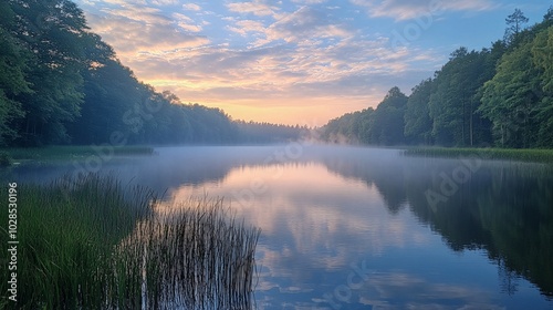 Tranquil Morning Reflections on a Serene Lake