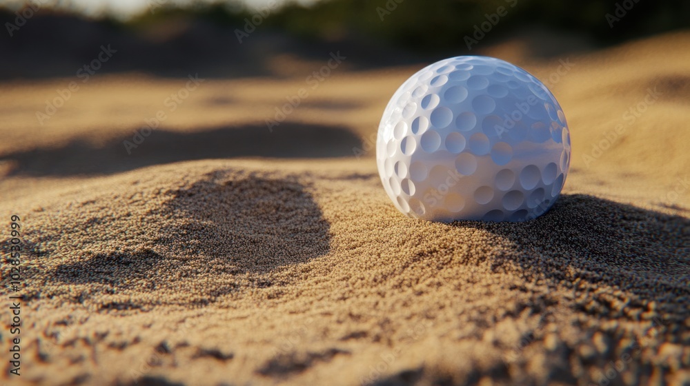 A Golf Ball Resting in a Sand Trap A Golf Ball Resting in a Sand Trap