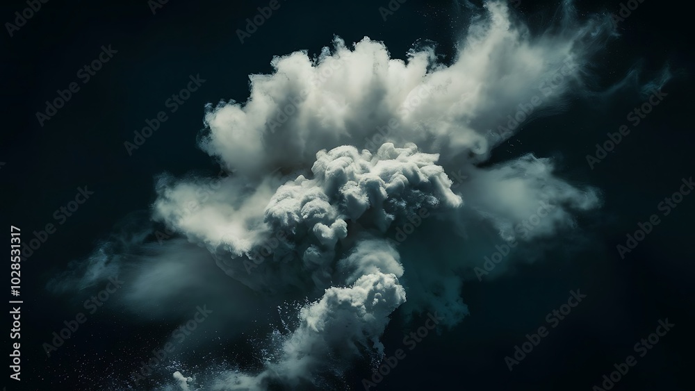 Fototapeta premium Abstract design of white powder cloud against dark background