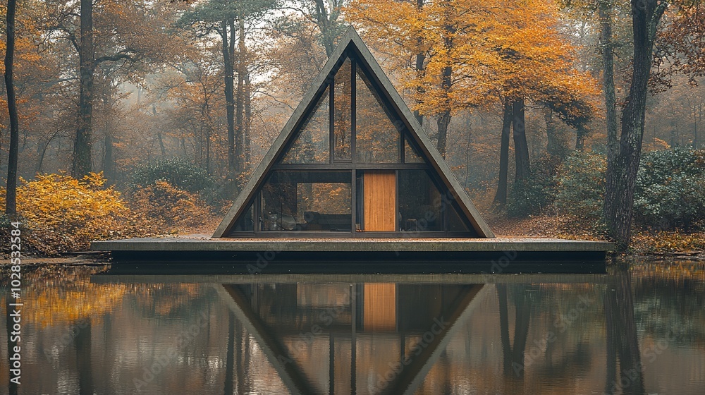 Fototapeta premium Symmetrical Frame Design in Autumn Landscape
