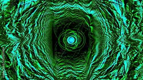 Abstract Portal Textured Pattern Science Fiction Eye Green Blue Color Surreal Animation Loop