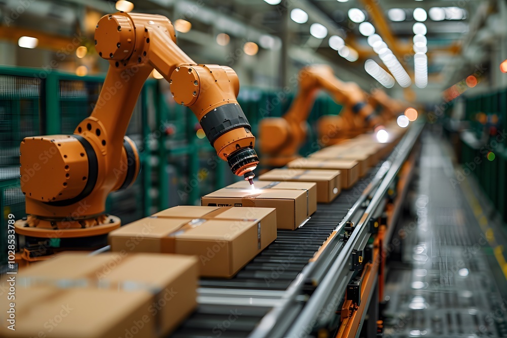 custom made wallpaper toronto digitalRobotic Arm Automation in Modern Industrial Assembly Line for Efficient Manufacturing