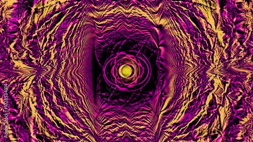 Abstract Portal Textured Pattern Science Fiction Eye Purple Yellow Color Surreal Animation Loop