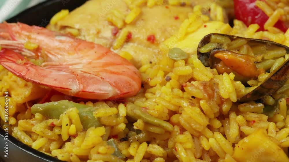  plat de paella, en gros plan