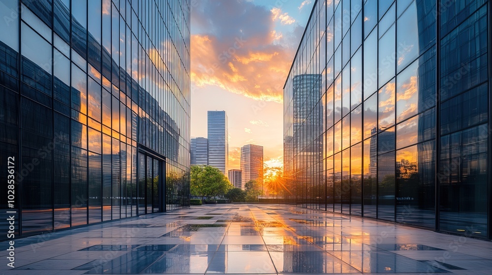 sleek exterior of modern office building row sleek exterior of modern office building row