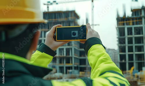Engineer Taking Photo at Construction Site
