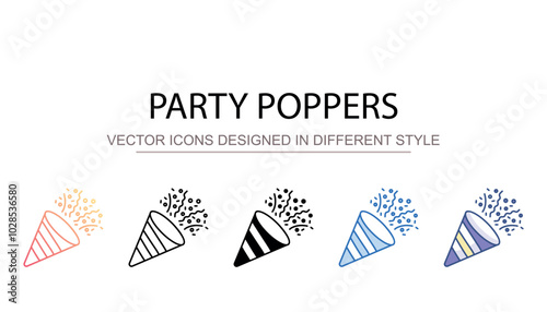 Party Poppers icon design with white background stock illustration