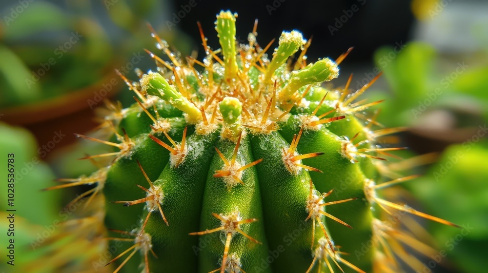 Close Up Cactus. Thorny Savoury Green Ornamental House Plant Decoration Close Up Cactus. Thorny Savoury Green Ornamental House Plant Decoration