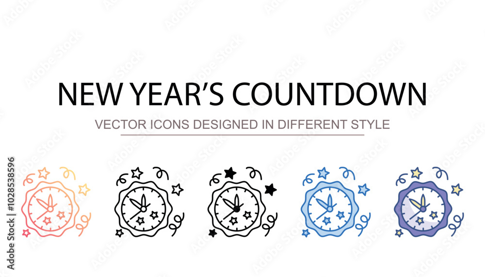 Fototapeta premium New Year�s Countdown icon design with white background stock illustration