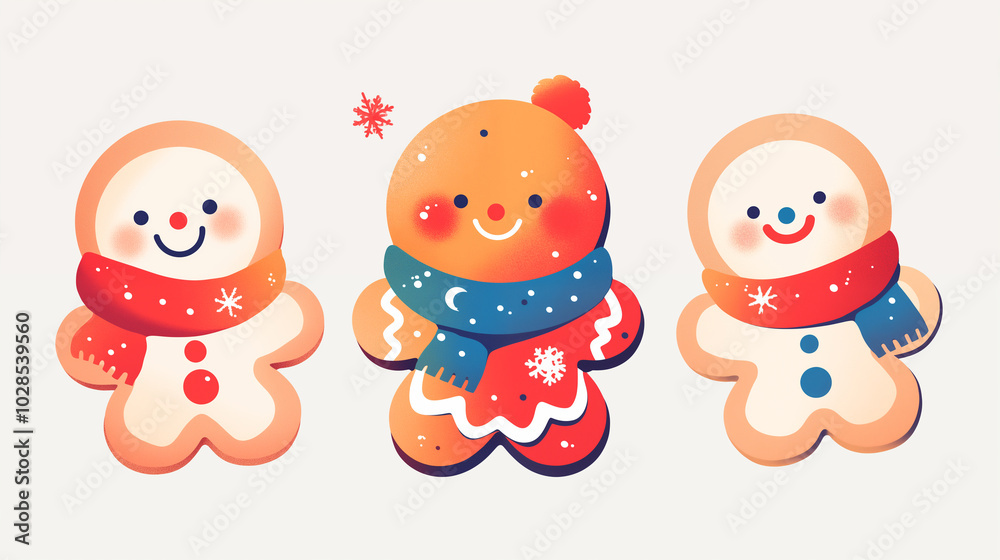 Fototapeta premium Hand drawn cartoon cute gingerbread man illustration 