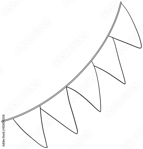 triangular flag hangs line drawing coloring page