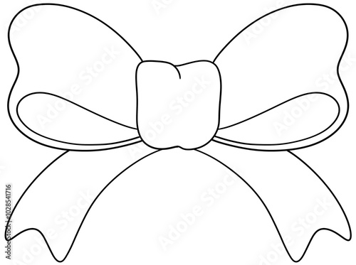 Christmas Bow Line Coloring Page photo