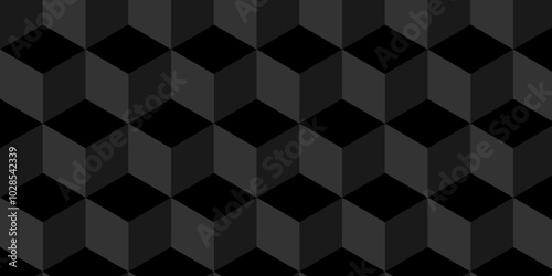Abstract black and gray style minimal blank cubic. Geometric pattern illustration mosaic, square hexagon monochrome creative surface triangle wallpaper background.