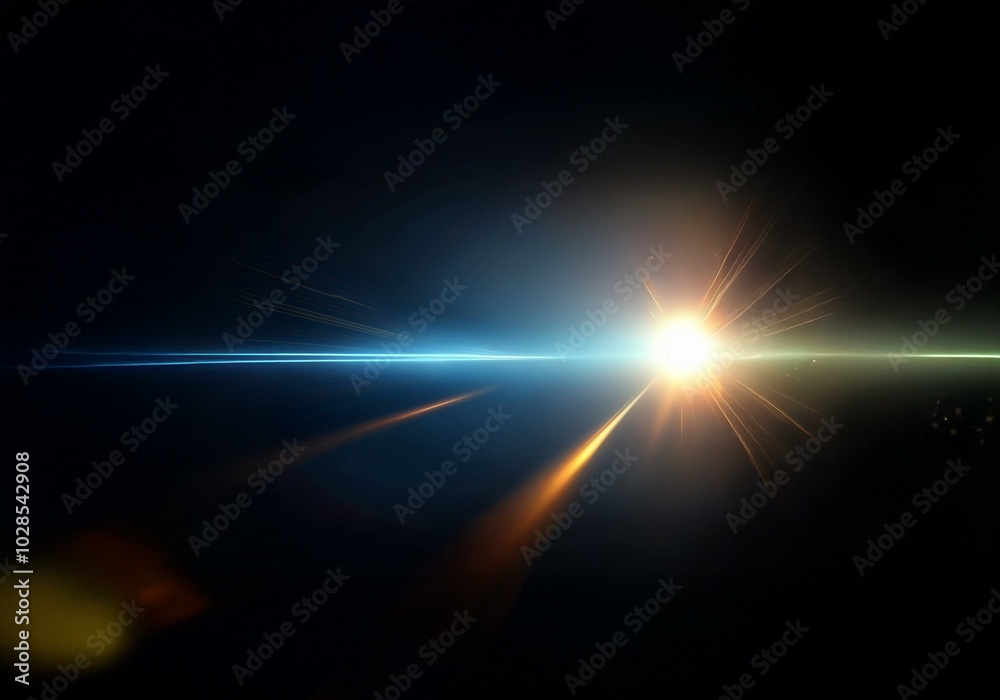 A bright light shines in the center, surrounded by rays of light that radiate outward.